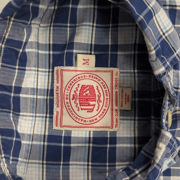 J. Press Blue & White Checkered Plaid Long Sleeve Button-down Mens Shirt Size Md - Picture 3 of 4